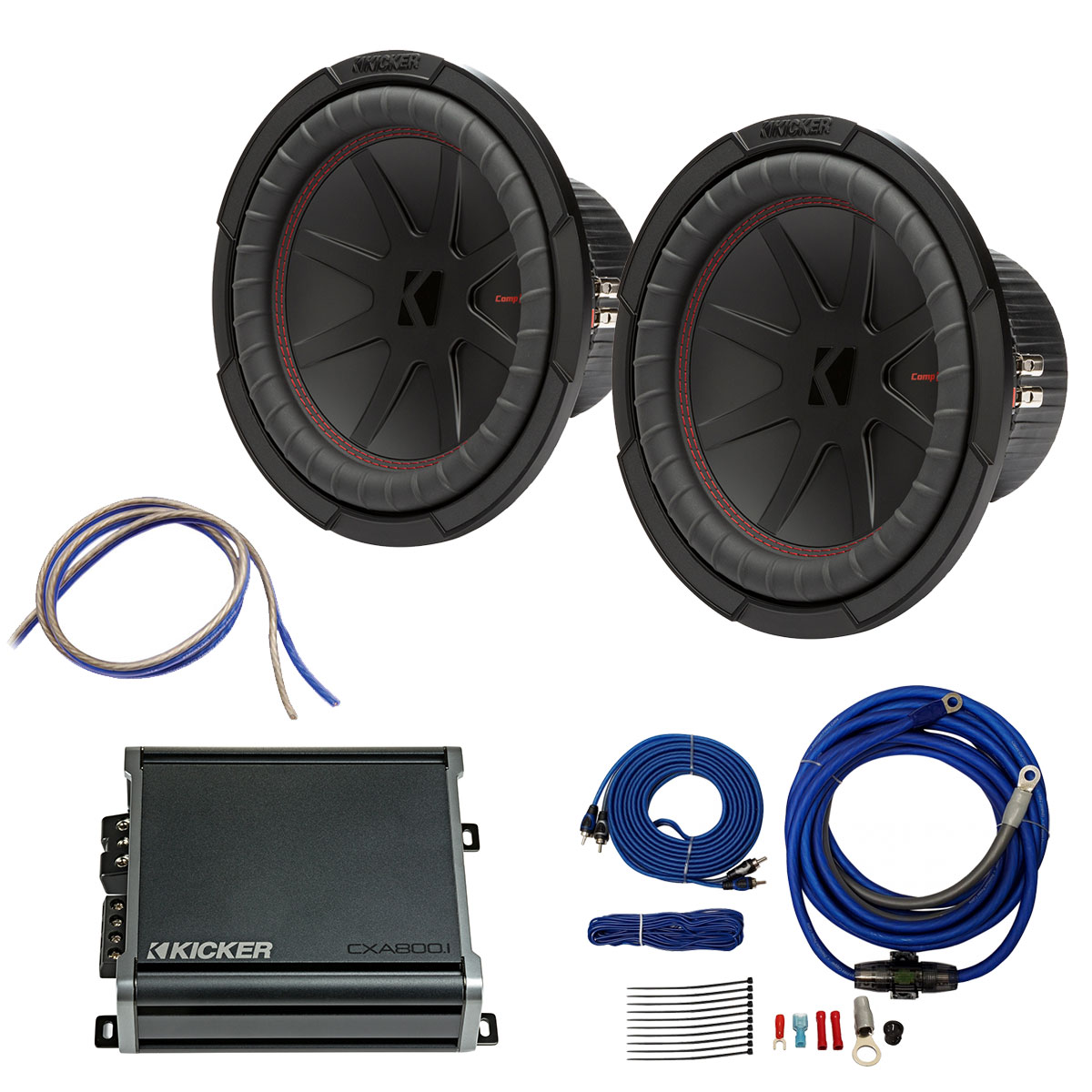 Kicker R with CX800.1 800 Watt Subwoofer Kit: CWR104x2-CX8001