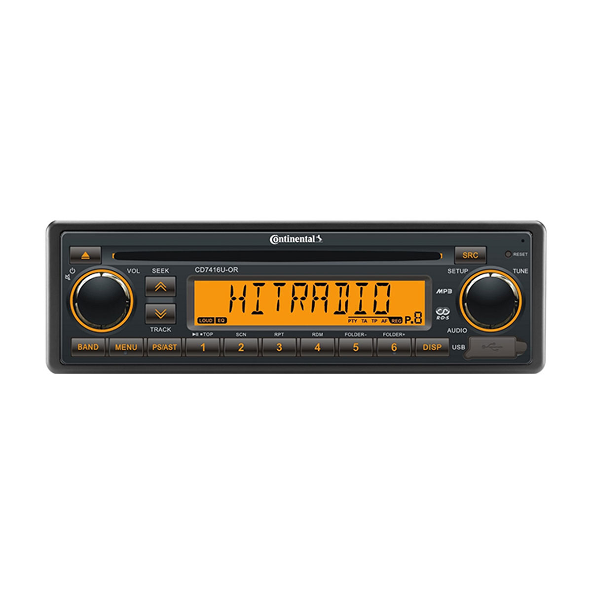 CD7416UB-OR DIN Radio with CD Bluetooth & Orange Backlight: CD7416UB-OR