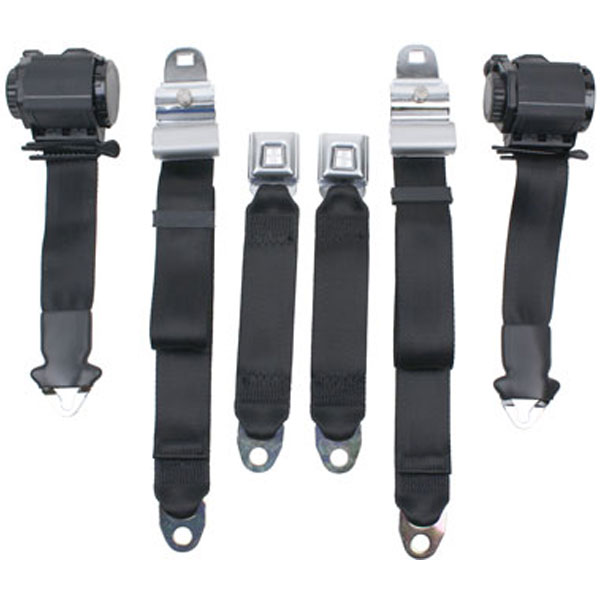 1969-1969 Corvette Seat Belts Lap & Shoulder - Black - CA