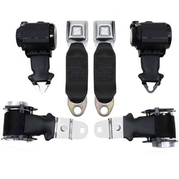 197273 Corvette Seat Belts Dual Retractors with Shoulder Belts Starburst Buckles ECONO