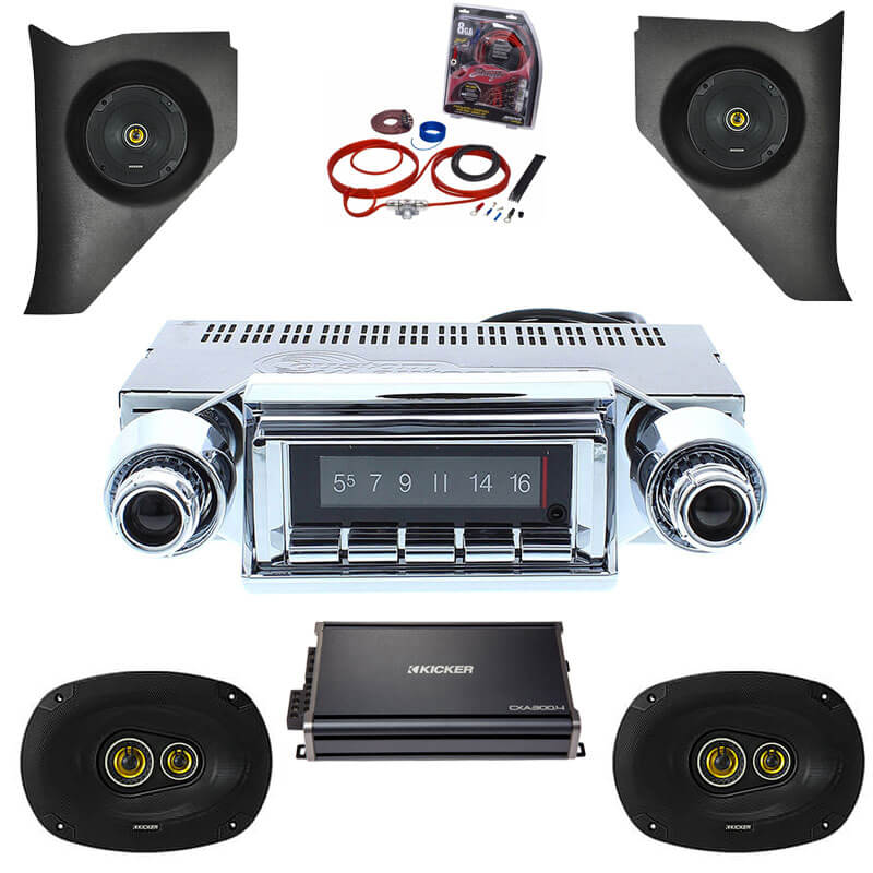 Kicker 1957 Chevy Radio + Stereo Package with Kick Panel Speakers
