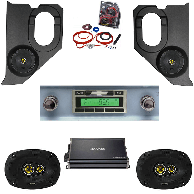 1960-1963 Chevy Truck Kicker Stereo Kit: CAM-CHTKLM-KPSK