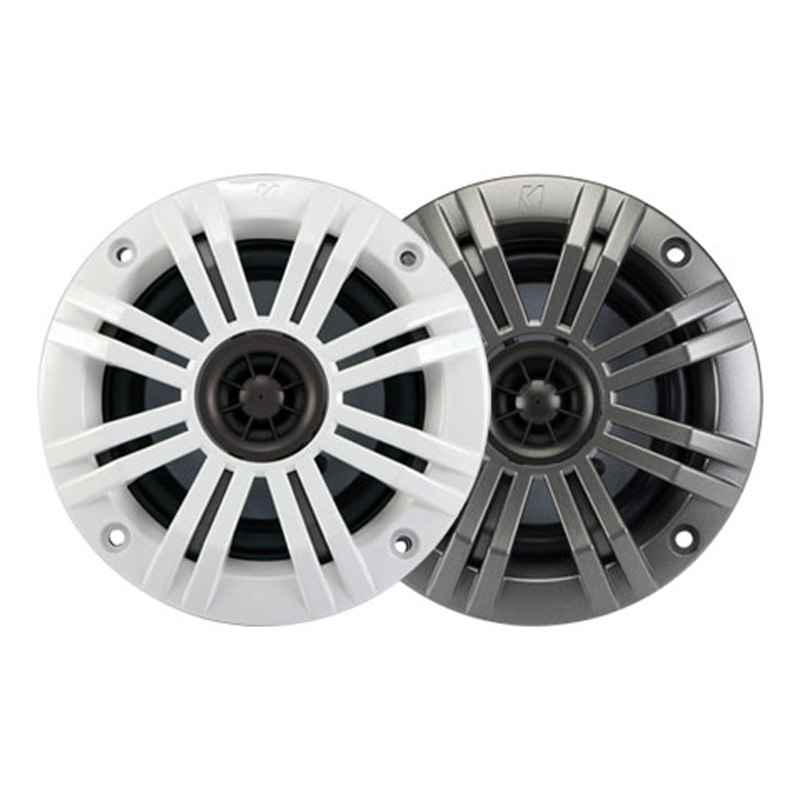 Kicker KM4 4 Inch Marine Coaxial Speakers with 1/2 Inch tweeters Charcoal and White 2Ohm 41KM42CW