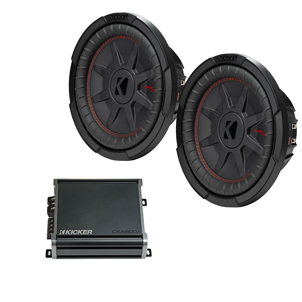 Kicker Dual 10" CompRT and CX800.1 Subwoofer Package CWRT102x2CX8001