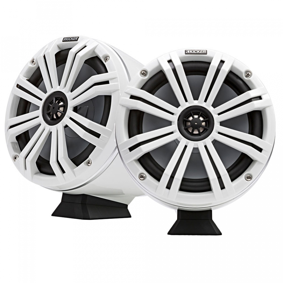 Kicker KMFC65W 6.5" Marine Flat Mount Wake Tower Speakers White 46KMFC65W