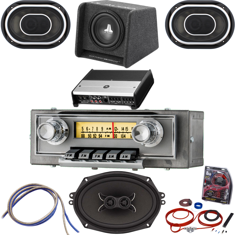 1964 Ford Galaxie Radio with Bluetooth JL Audio Stereo Kit: 481121B-JLPSK