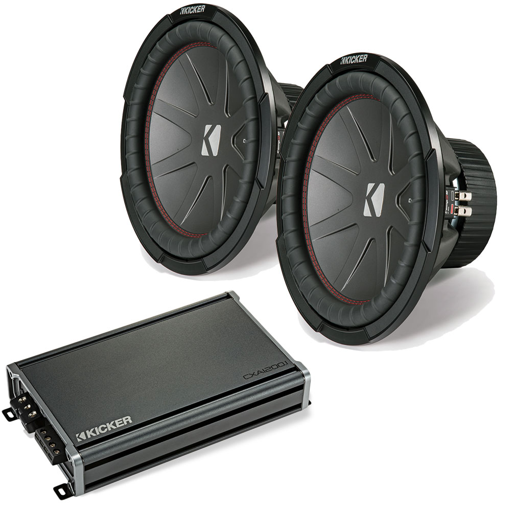 Kicker Dual 12" CompR with CX1200.1 1200 Watt Subwoofer Kit CWR124x2