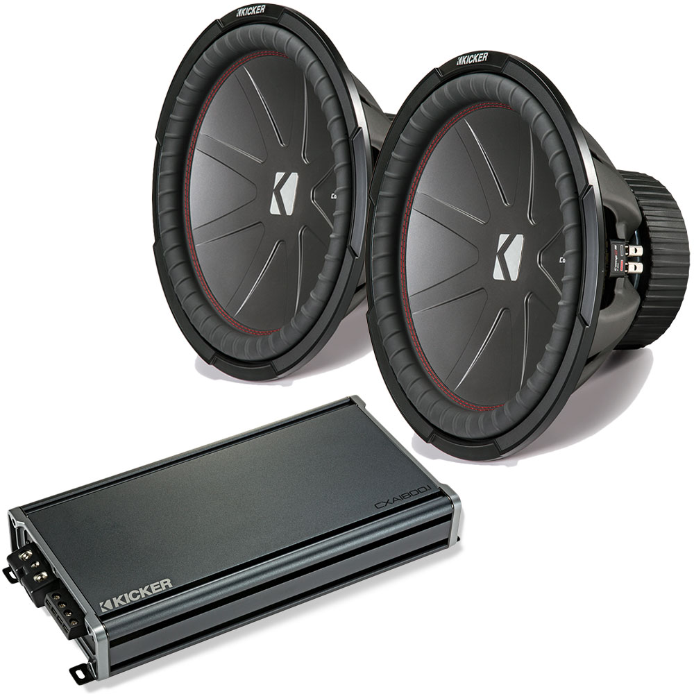 Kicker Dual 15" Comp R with CX1800.1 1800 Watt Subwoofer Kit CWR154x2