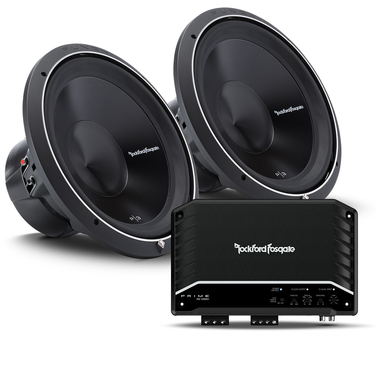 Rockford Fosgate Dual 15" P3D4-15 with R2-1200x1 Watt Subwoofer Kit: P3D4-15x2_R2-1200x1