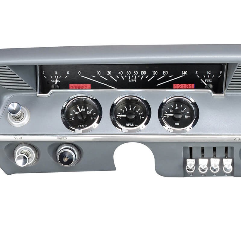 Dakota Digital 1961-62 Chevy Impala VHX System, Black Alloy Style Face