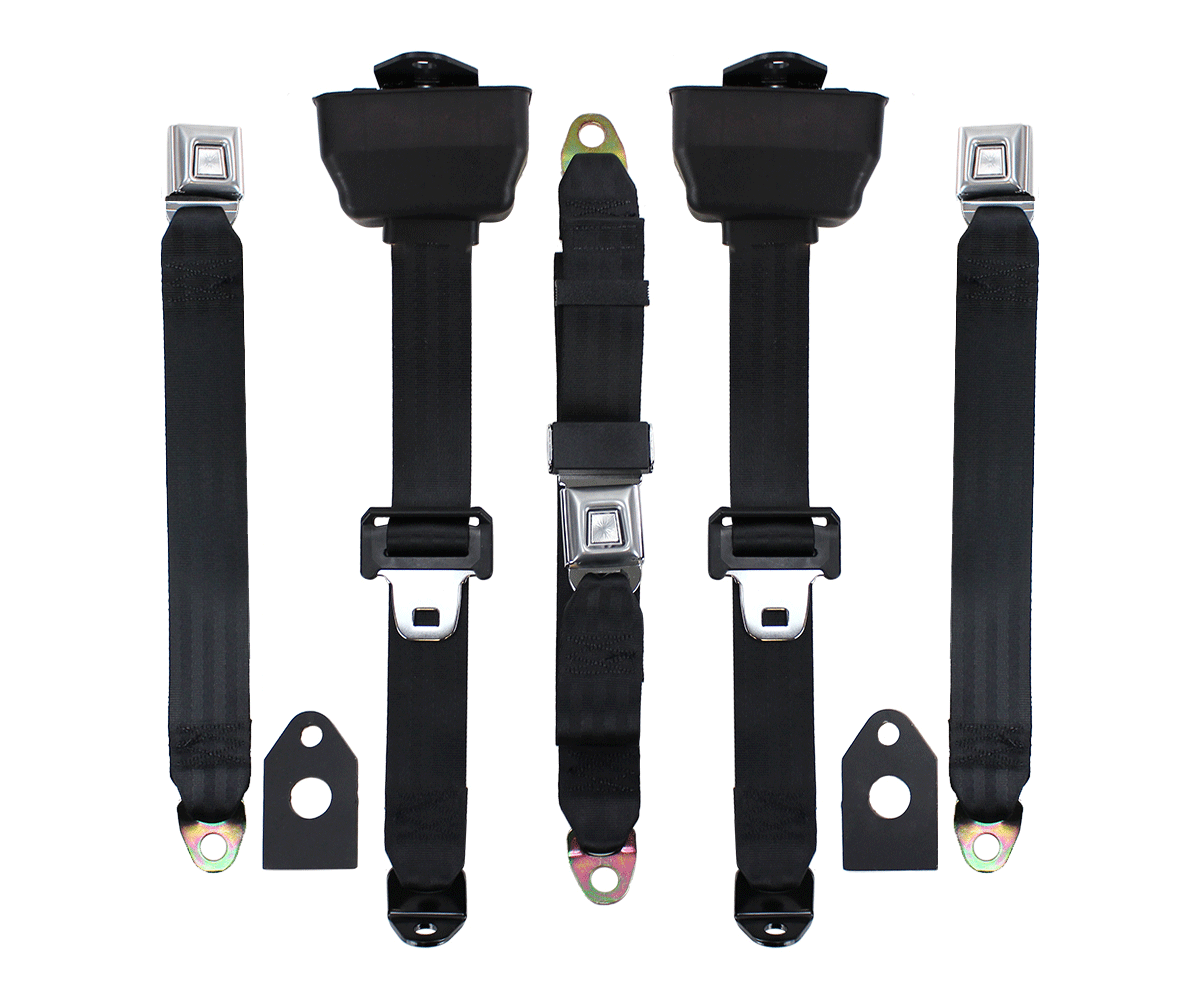 197879 Ford Truck Seat Belts 3 Point Retractable Front Bench Seat Starburst Buckles