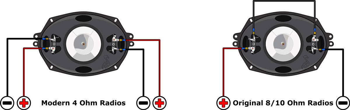 Wiring Diagram for 1959-1974 Cadillac Premium Dual Voice Coil Dash Speaker